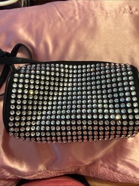Gap-Black Rhinestone Barrel Crossbody Bag - Sparkling Evening Clutch